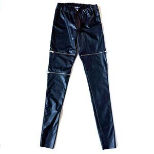 Aakasha Women M Faux Leather Black Pants Zip